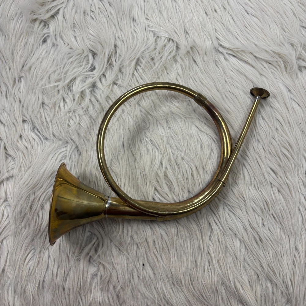 Vintage Brass Horn Decor Farmhouse Christmas Fox Hunt DIY